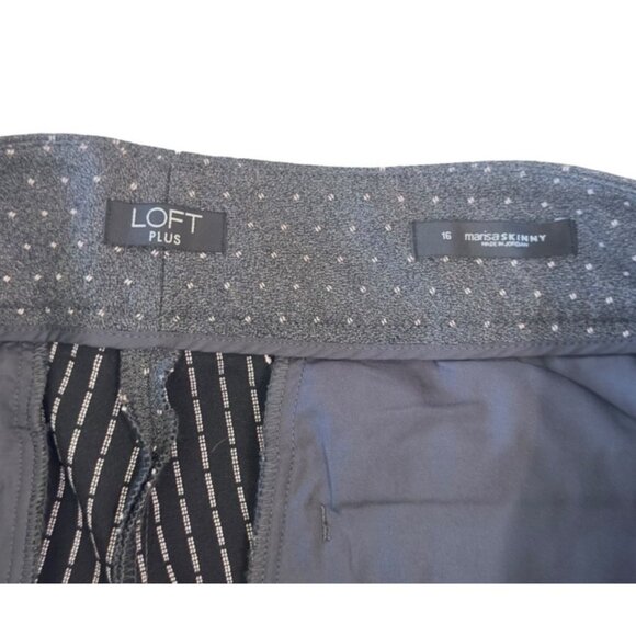 LOFT Plus Women Marisa Skinny Pants SZ 16 Gray Dotted Pattern Stretchy  Slim Fit - Picture 4 of 14